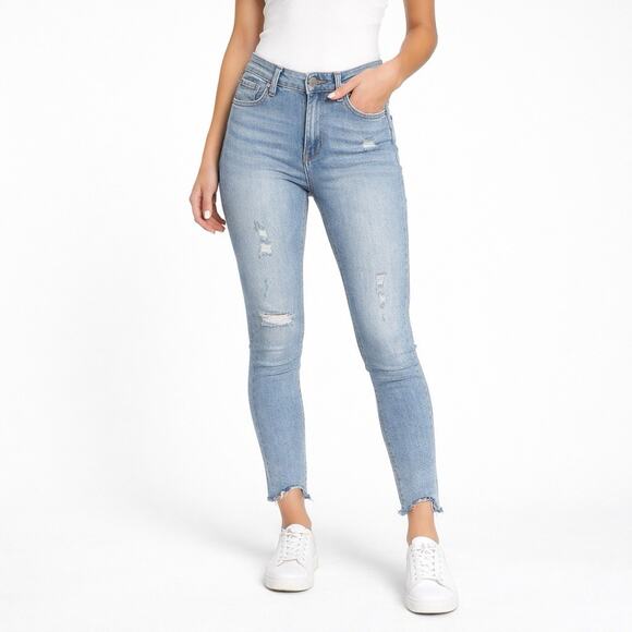 Lucky Brand Bridgette Woman SZ 8/29 Distressed Shark Bite Raw Hem Skinny Jeans - Picture 2 of 16